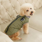 Warm Fleece Dog Coats with Durable Harness Buitl in D-Ring,Waterproof Doggie Jacket for Medium Dogs,Dog Vest for Cold Winter,Green XL