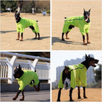 Lovelonglong Warm Dog Coat, Windproof Dog Jacket for Small Medium Large Dogs, 4 Legged Fleece Dog Winter Coat Zippered Closure Dog Outdoor Jacket Green M