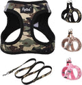 PUPTECK Dog Harness and Leash Set for Small Medium Dogs No Pull Step-in Soft Mesh Puppy Cat Vest Harnesses Reflective at Night, Camouflage, L