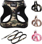 PUPTECK Dog Harness and Leash Set for Small Medium Dogs No Pull Step-in Soft Mesh Puppy Cat Vest Harnesses Reflective at Night, Camouflage, XS