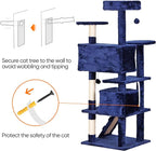 LEMY 54 Inch Cat Tree,Multi-Level Cat Tower Condo for Indoor Kittens,Blue Cat House with Sisal-Covered Scratching Post for Cats to Play and Sleep