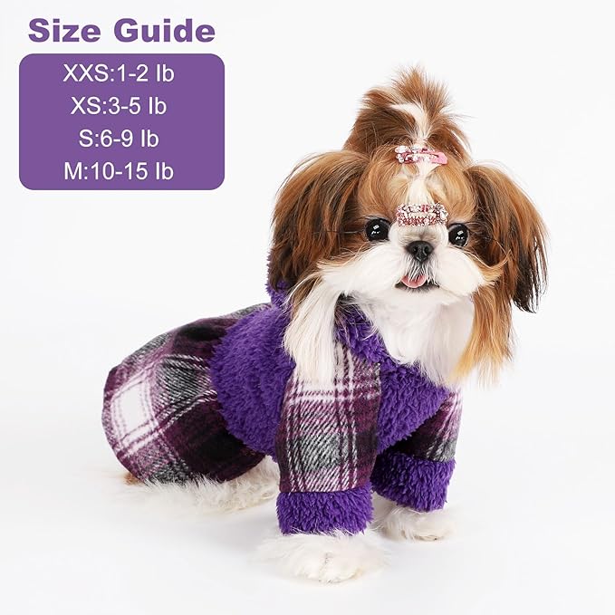 Dog Sweater Puppy Clothes for Small Dogs Boy Girl Pet Hoodies for Dogs Cold Weather Doggie Coats Fall Doggy Sweatshirt for Chihuahua Yorkie Cat Outfits (Purple, Small)