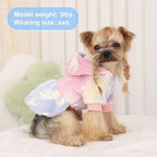 Dog Sweaters for Small Dogs Girl Night Glow Dog Hoodie Warm Fleece Doggie Sweatshirt Cute Puppy Dress Winter Pet Sweaters Doggy Clothes Outfit Apparel for Chihuahua Yorkie, Pink, XXS