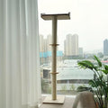 52.7'' Cat Tree Window Sill Perch with Tall Vertical Scratching Post Height-Adjustable Indoor Hammock Bed for Large Cats Drill-Free Suction Cup Climbing Tree Tower for Sunbathing & Bird Watching