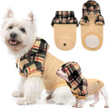 Dog Hoodie for Small Medium Large Dogs, Fleece Plaid Pet Hooded Clothes Sweater with Hat & Pocket for Cold Weather Winter,Warm Soft Pullover Sweatshirt Coat Outfit for Puppy Girls Boys Beige M