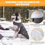 iBuddy Dog Winter Jacket for Extra Large Dogs, Easy on 3XL Dog Snow Coat Velcro Waterproof Pet Puffer Clothes with Harness Hole Adjustable Reflective Quilted Pet Cold Weather Vest for Boy Male