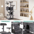 Cat Tree for Indoor Cats Cat Condo Cat Tower with Scratching Post Cat Tease Ball Perches Platform for Small and Medium Cats 54 Inch Multi-Level, Ashy