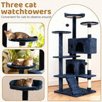 BestOffice 54 Inch Cat Tree, Multi-Level Cat Tower with Condo, Perches, Sisal Scratching Posts, Climbing Ladder,Indoor Activity Center Play House for Kittens & Adult Cats, Navy Blue