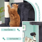 Cat Tree for Indoor Cats Cat Condo Cat Tower with Scratching Post Cat Tease Ball Perches Platform for Small and Medium Cats 54 Inch Multi-Level, Light Gray