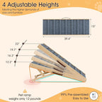 Dog Ramp for Bed, 39.4" Long Wooden Pet Ramp for Small & Large Dogs, 4 Adjustable Heights 12.2" to 22" with Anti-Slip Carpet & Carrying Handle Holds, Portable Dog ramps for Car, Bed, Couch, Outdoo