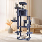 VEVOR Cat Tree for Indoor Cats, 68.5" Cat Tower with 2 Cat Condos, Sisal Scratching Post, Hammock, Top Perch, Jumping Platforms, Large Cat Furniture Activity Center with Hang Ball, Dark Grey
