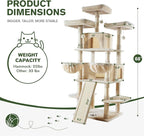 IMUsee 68 Inches Multi-Level Large Cat Tree for Large Kitties/Big Cat Tower with Condo/Cozy Plush Perches/Sisal Scratching Posts and Hammocks/ ‌Feline Activity Center Play House/Beige