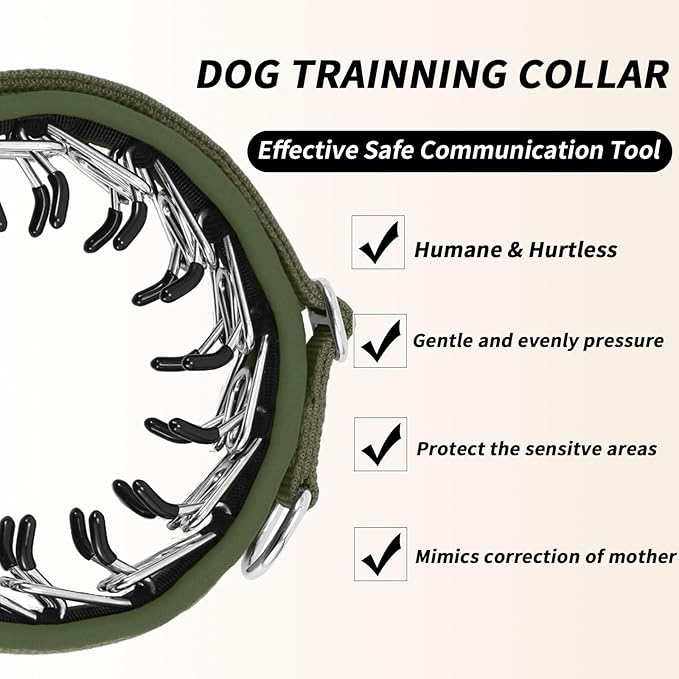 Martingale No Pull Dog Collar for Large Medium Small Dogs, Heavy Duty Nylon Reflective Adjustable Anti Pull Slip Collar with Buckle for Training Walking L Army Green