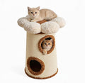 Cat Tree Barrel, 2-Level Cat Condo with Plush Bed & Sisal Scratching Posts, Multi-Functional Cat Tower, Cat Scratcher House for Indoor Cats, Sturdy Cat Furniture with Hideaway for Kittens & Adult Cats