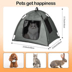 Portable Pet Tent with Full-Enclosure Zippered Mesh Door, Indoor & Outdoor Cat House for Safety & Ventilation, Cozy Nest for Cats, Puppies & Small Animals (Grey)