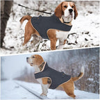 ASENKU Warm Dog Winter Coat, Waterproof Dog Coat for Cold Weather, Fleece Dogs Jacket with Ultra Thick Plush Lining Leash Hole Storage Pockets for Medium Dogs (Navy Blue, Medium)