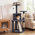PETSITE 44-inch Multi-Level Cat Tree, Modern Cat Tower with Sisal Scratching Posts, Cozy Condo, Playful Cat Hole, Sisal Covered Ladder, and Dangling Ball, Ideal for Indoor Cats and Kittens (Dark Grey)