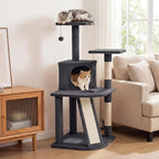 PETSITE 44-inch Multi-Level Cat Tree, Modern Cat Tower with Sisal Scratching Posts, Cozy Condo, Playful Cat Hole, Sisal Covered Ladder, and Dangling Ball, Ideal for Indoor Cats and Kittens (Dark Grey)