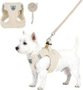 KOOLTAIL Plush Small Dog Harness and Leash Set, Warm Fleece No Pull Puppy Vest for Winter, Lightweight Reflective Step in Pet Harness for Medium Sized Dogs Boy Girl Outdoor Walking Cute Soft, Beige S