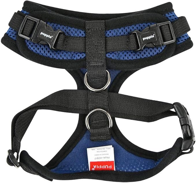 Puppia Authentic RiteFit Harness with Adjustable Neck, Medium, Royal Blue