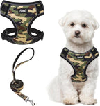 PUPTECK Small Dog Harness and Leash Set, No Pull Adjustable Puppy Cat Harness, Reflective Soft Mesh Pet Vest Small Sized, Camouflage, M