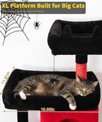 68 Inches Heavy Duty Cat Tree for Indoor Cat, Big Cat Tower with Sisal Scratching Posts and Top Perch, Large Platform for Adult Cats, PMT02RD, Black Red