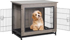 Shintenchi Dog Crate Furniture, Double-Doors Kennel Indoor with Removable Tray, End Table Dog House for Small Breed, 27.2" L, Grey