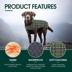 Kuoser Warm Dog Coat, Waterproof Dog Jacket for Extra Large Dogs, Adjustable Durable XXXL Doggie Winter Coat Reversible Puppy Cold Weather Apparel for Large Breed, Green 3XL