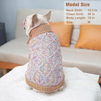 BEAUTYZOO Cable Knit Small Dog Sweater, Color Block with Fuzzy Thread Knitted Turtleneck Dog Knitwear with Dots in a Variety of Colors for Small Medium Dogs Fall Winter Dog Clothes, Beige XS