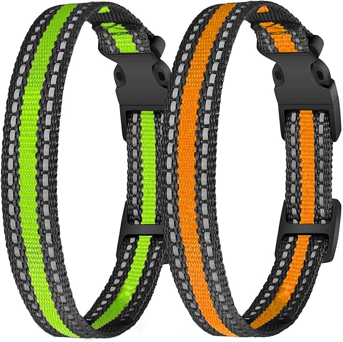 aikko 2 Packs Dog Collars Strap for Most of Electronic Training Shock Bark Collar Receivers-Adjustable Durable Reflective Waterproof 3/4 Inch Collar Replacement for Barking Fence-Pet Nylon Collar