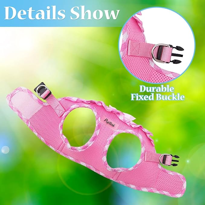 PUPTECK Dog Harness for Puppy and Small Sized Dogs, Step-in No Pull Soft Mesh Vest Harness for Cats Small Pets Walking, Pink, S