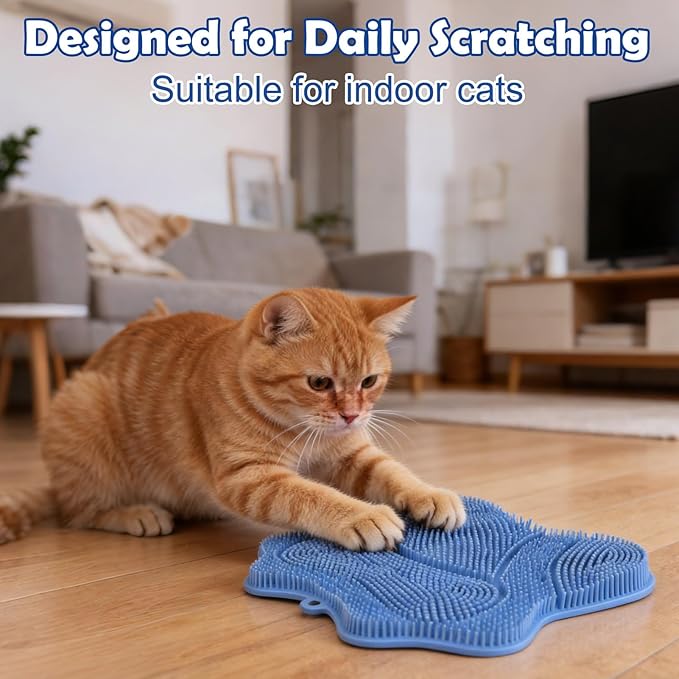 BABORUI Silicone Cat Scratching Post, Non-Slip Indoor Scratcher with Strong Suction Cup Base, Washable Durable Cat Scratch Pads for Indoor Cats, Kittens and Adult Cats