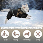 BRKURLEG Black Dog Coat with Harness, Dog Winter Jacket, Dogs Onesie Body Warm Jackets, Small Dogs Winter Coats Reflective Windproof Warm Cold Weather Coats, Pet Waterproof Jacket Hiking S