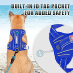 BARKBAY No Pull Dog Harness Large Reflective Dog Harness with Front Clip and Easy Control Handle for Walking Training Running with ID tag Pocket(Sapphire Blue,L)
