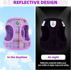 KOOLTAIL Dog Harness for Small Medium Dogs,Dog Harness and Leash Set, Step in No Pull Soft Mesh Padded Adjustable and Reflective Pet Vest Harness Puppy, Plaid Extra Harness for XS S Dogs, Purple S