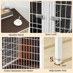 Dog Crate Furniture for 2 Dogs, 43.3" Dog Kennel with Removable Divider, Heavy Sturdy Dog Furniture Style Double Cage for Small Medium Dogs, Indoor Pet House End Table, White and Walnut