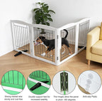 Dog Fence Indoor,Dog Gate Indoor for Doorway pet gate -4-Panel Freestanding, Hallways, House or Stairs -80x24-Inch Retractable Foldable Expandable Wood Pet by SFJC (White)