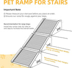 2-Pack Wooden Dog Ramp for Stairs - Natural Pine Wood Pet Step Ramp with Anti-Slip Bone Strips & Felt Padding, Stair Wedge for Small Medium Dogs, Indoor Home Safety Access for Injured Dogs