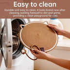 Cat Scratcher Mat, Natural Cotton Rope Cat Scratch Pad, 18.11'' Round Horizontal Floor Cat Scratching Pads for Indoor Cats, Cat Furniture Protector for Wall, Couch, Carpets, Sofas (white, Extra Large)