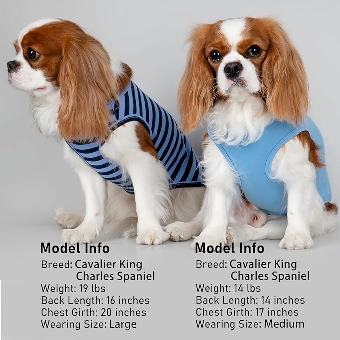 KYEESE 2Pack Dog Shirt, Soft Striped Dogs T Shirts, Lightweight Pet Tank Top, Sleeveless Dog Shirt for Small Dogs, Stretchy Comfortable Pet Vest, Dark Blue, XL