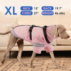 XX-Large Dog Winter Coat with Harness 2 in 1-for Outdoor Walking | Thick and Warm Lining for Cold Winter,Turtleneck Windproof Dog Snowsuit with Sleeves,Night Reflective Harness(Light Pink)