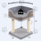Tangkula Small Cat Tree for Indoor Cats, Modern Carpeted Cat Tower with Soft Plush Perch, Cat Condo Cat Bed with Scratching Posts, Dangling Ball, Cute Cat Activity Tree for Play Rest (Light Gray)