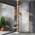 Floor to Ceiling cat Tree - Adjustable Height (95-98in,104.3-108.2in)- with Width 4.33 in Scratching Post,Cat Hammock,Fully Wrapped with sisal Rope - Heavy Duty cat Tree.(Holds 110 lbs)