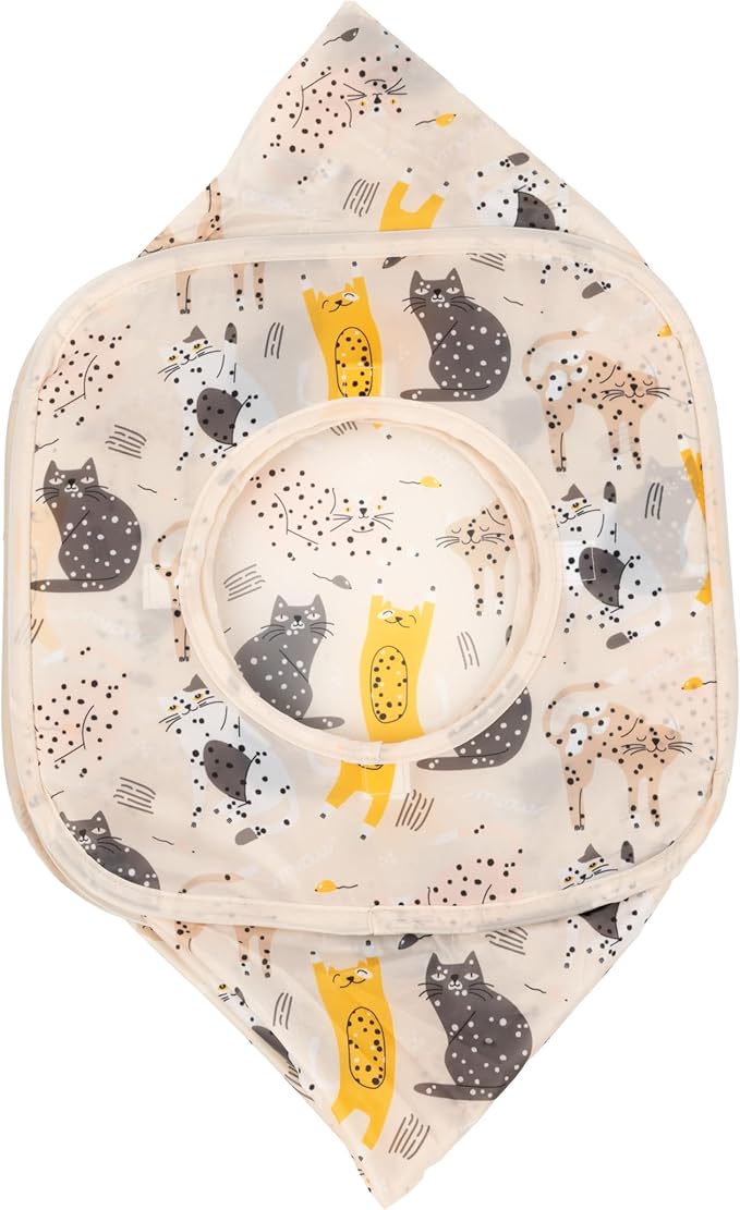 Kitty City Cat Print Pop-Up Cat Play Cube, Collapsible Indoor Cat Hideout with Peekaboo Openings, Lightweight Foldable Cat Cube for Play & Lounging, Pink