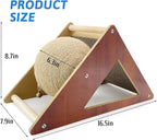 Fhiny Cat Scratcher Toy with Sisal Ball, 2-in-1 Rope Ball with Bell & Cardboard Cats Scratching Interactive Solid Wood Durable Scratch for Indoor Kitties Wear-Resistant Furniture Supplies