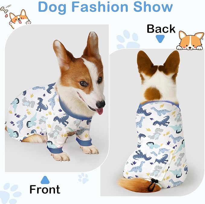 Glittme 2PACK Dog Pajamas Soft Dogs Clothes for Small Medium Dogs Elastic Cats Apparel Breathable Dog Pjs for Puppy