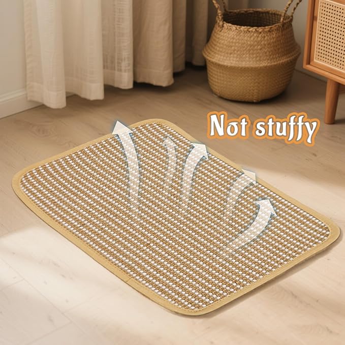 Rabbit Scratching Pad, Sisal Scratching Pad for Bunny, Guinea Pig, Cat. Resting Mats for Cages, Forage Grass Mat Indoor Essentials Accessories (2PCS)