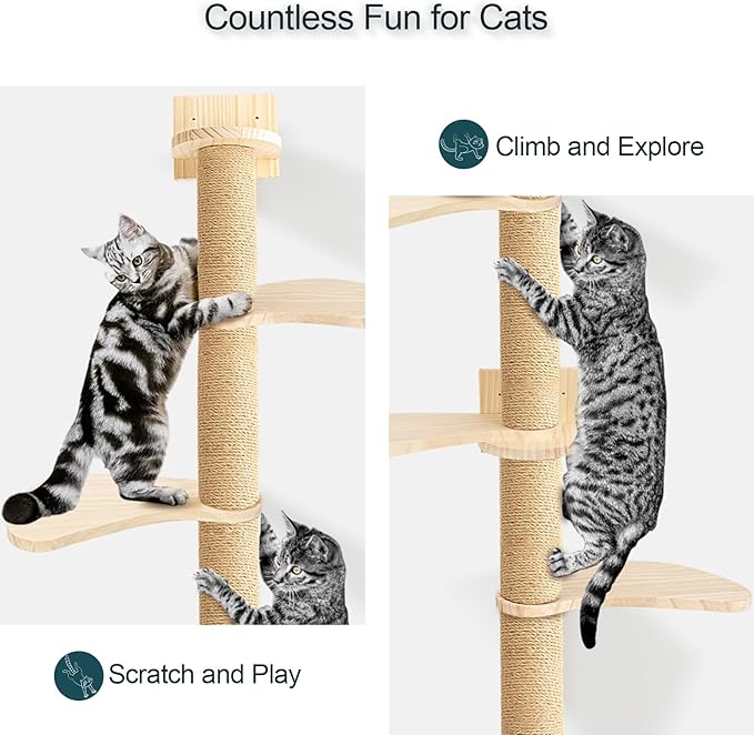Cat Tree with Toy, Cat Tower for Indoor Cats, 76.8 inch Cat House with Padded Plush Perch, Cozy Hammock and Sisal Scratching Posts, Funny Toys Kittens Pet Play House 1 Set