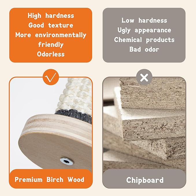 Extra-Larger Sisal Cat Scratcher Bed for Indoor Cats - 25" Natural Cat Scratching Post with Hammock Sturdy Solid Wood Frame Scratch Pad for Scratching & Resting & Play