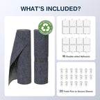 157.5" x 15.8" Cat Scratch Furniteure Protector, Trimmable Self-Adhesive Couch Protector from Cat Claws, Cat Scratching Mat Carpet, DIY Cat Scratch Pads Replacement, 2 Pack (Dark Grey)